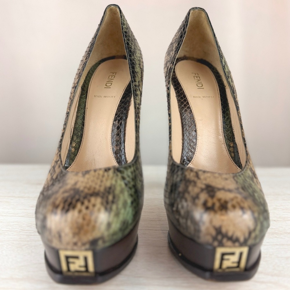 FENDI Fendista Python Stiletto Platform Heels|41|Snakeskin Baddie Mobwife Italy - Picture 4 of 9